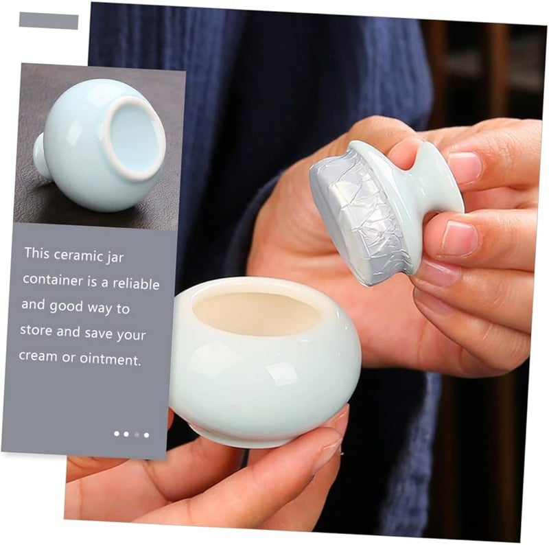 3Pcs White Ceramic Travel Jars For Cosmetics Lip Balm And Face Cream - Image 2